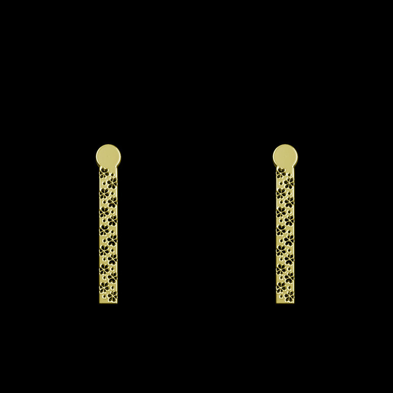 گوشواره طلا 18 عیار زنانه مدوپد مدل مستطیل کد GA1-13820