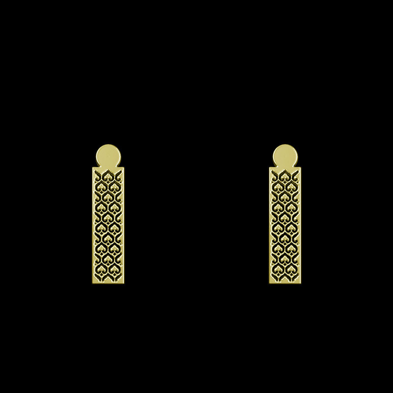 گوشواره طلا 18 عیار زنانه مدوپد مدل مستطیل کد GA1-14098