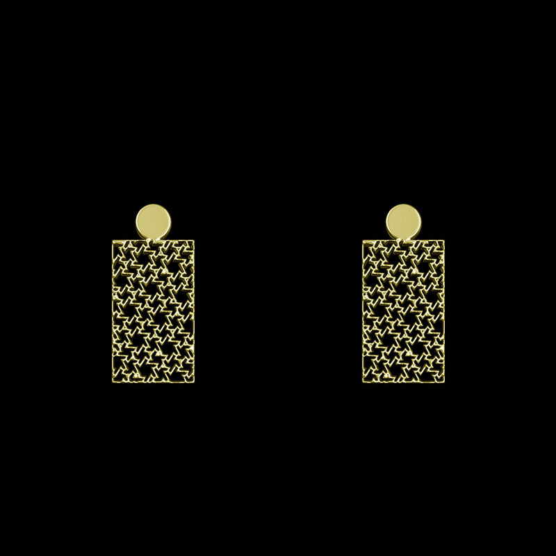 گوشواره طلا 18 عیار زنانه مدوپد مدل مستطیل کد GA1-14210