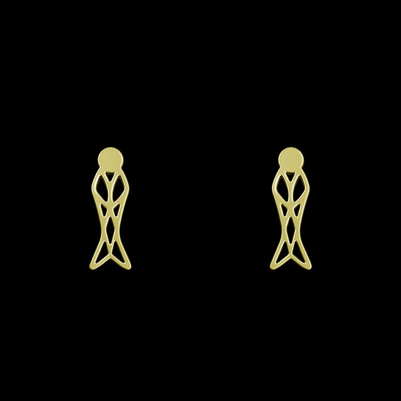 گوشواره طلا 18 عیار زنانه مدوپد مدل هندسی کد GA1-14508