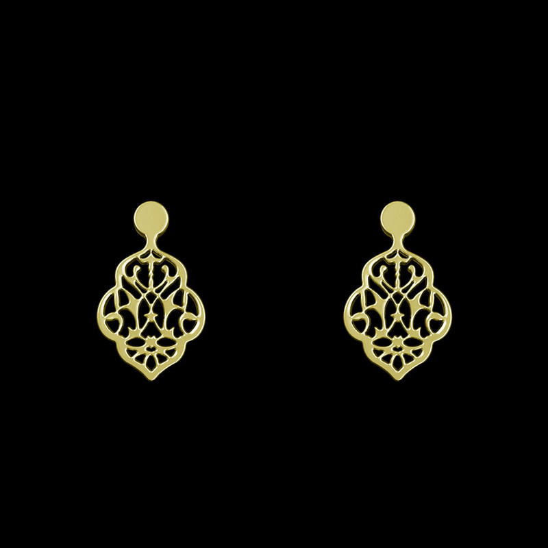 گوشواره طلا 18 عیار زنانه مدوپد مدل هندسی کد GA1-14518