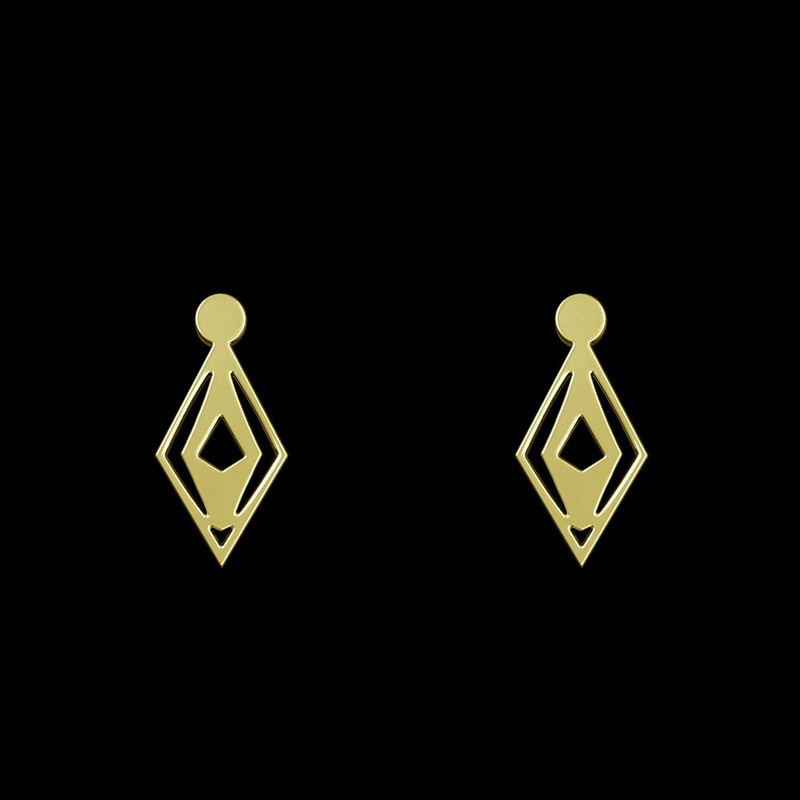 گوشواره طلا 18 عیار زنانه مدوپد مدل هندسی کد GA1-14619