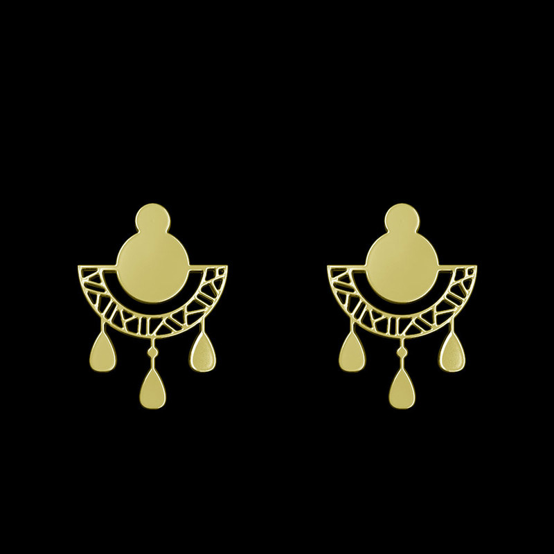 گوشواره طلا 18 عیار زنانه مدوپد مدل هندسی کد GA1-15034