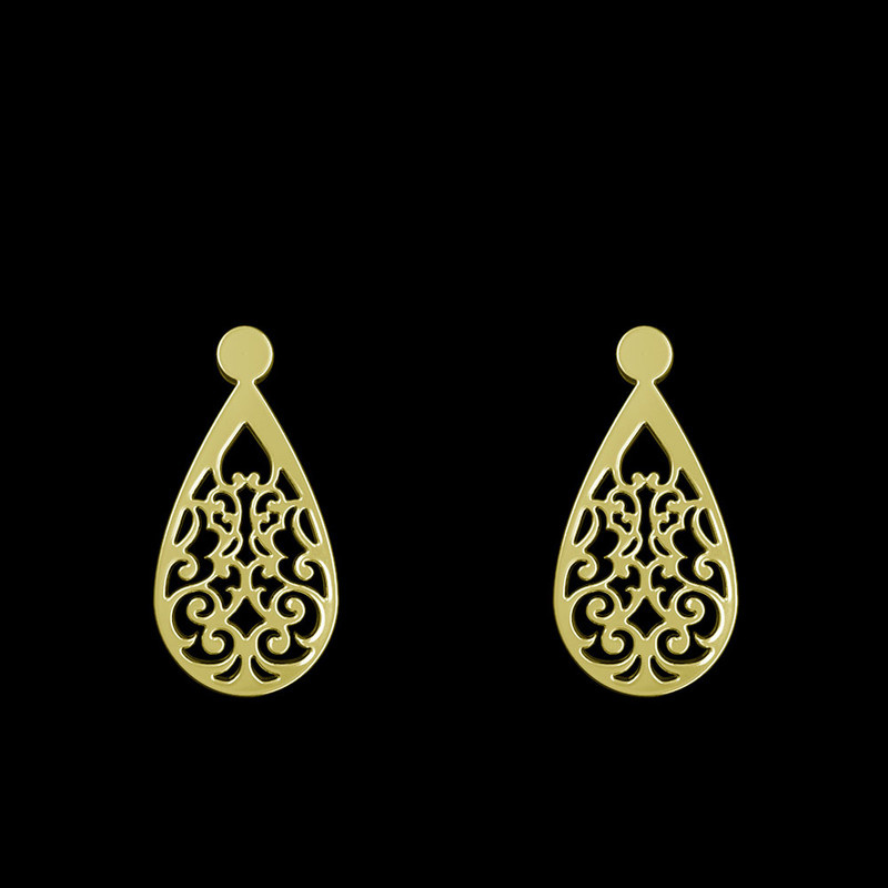 گوشواره طلا 18 عیار زنانه مدوپد مدل اسلیمی کد GA1-15306