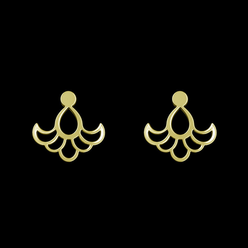 گوشواره طلا 18 عیار زنانه مدوپد مدل اسلیمی کد GA1-15331