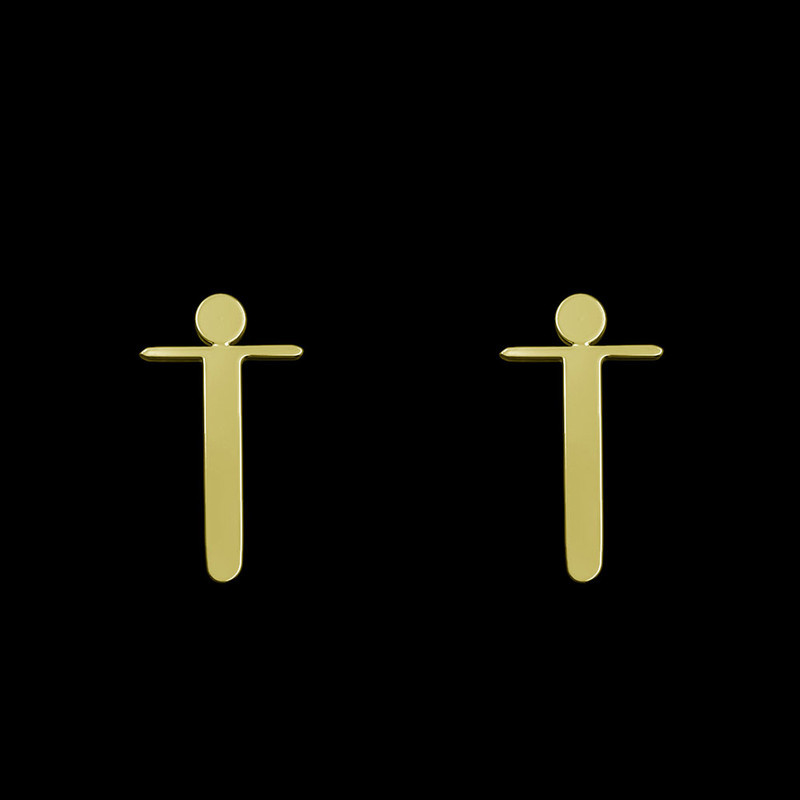 گوشواره طلا 18 عیار زنانه مدوپد مدل حرف T کد GA1-16808