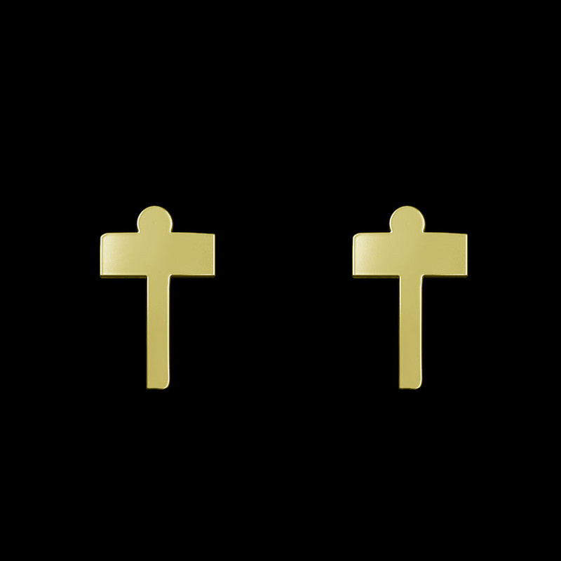 گوشواره طلا 18 عیار زنانه مدوپد مدل حرف T کد GA1-16879