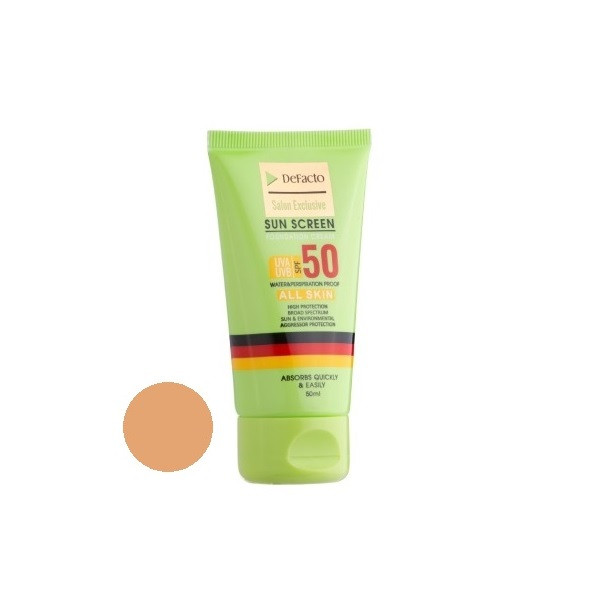 کرم ضد آفتاب رنگی دیفکتو SPF 50 مدل 02 مناسب برای انواع پوست حجم 50 میلیلیتر