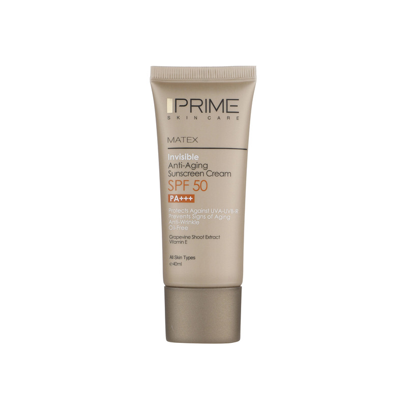 کرم ضد آفتاب و ضد چروک بی رنگ پرایم مدل Matex Colorless SPF50 مناسب انواع پوست حجم 40 میلی لیتر