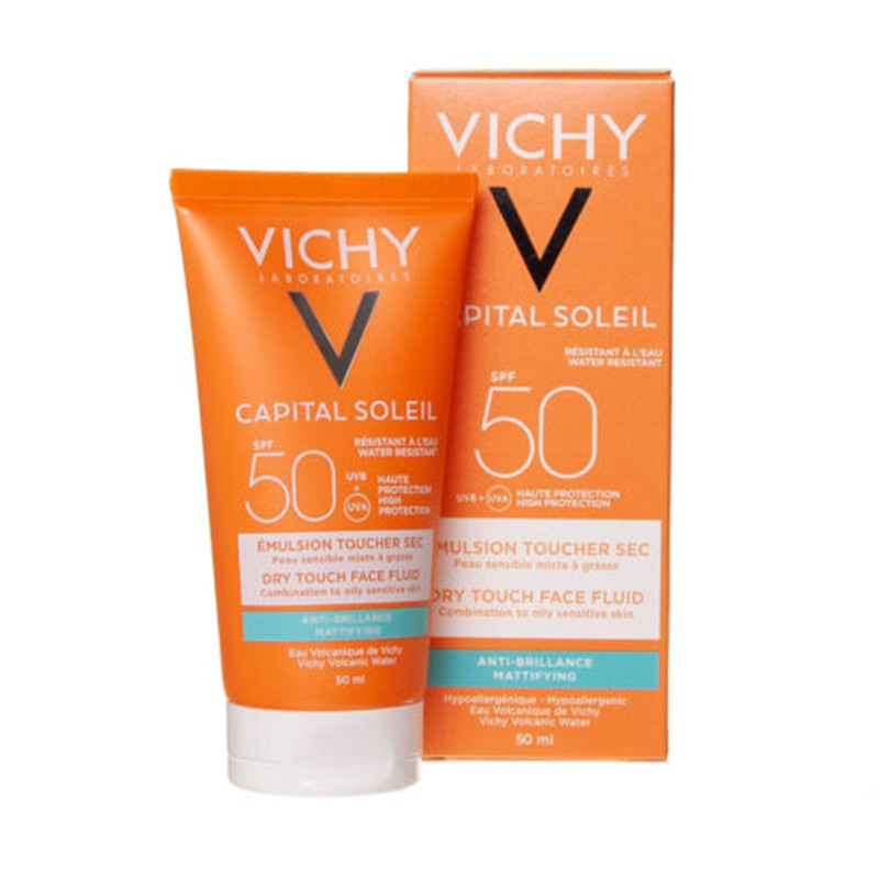 فلوئید ضد آفتاب بی رنگ ویشی SPF50 مدل مات مناسب پوست های چرب و مختلط حجم 50 میلی لیتر فلوئید ضد آفتاب بی رنگ ویشی SPF50 مدل مات مناسب پوست های چرب و مختلط حجم 50 میلی لیتر