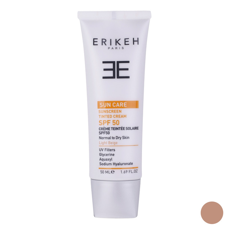 کرم ضد آفتاب رنگی اریکه، SPF 50، مدل LB، مناسب همه انواع پوست با تنالیته روشن و حجم 50 میلیلیتر، محافظتکننده در برابر اشعههای UVA و UVB، دارای فرمولاسیون گلیسیرین، با ماندگاری 2 ساعته کرم ضد آفتاب رنگی اریکه، SPF 50، مدل LB، مناسب همه انواع پوست با تنالیته روشن و حجم 50 میلیلیتر، محافظتکننده در برابر اشعههای UVA و UVB، دارای فرمولاسیون گلیسیرین، با ماندگاری 2 ساعته
