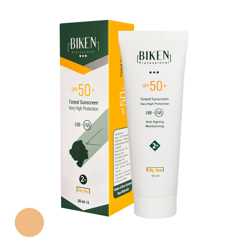 کرم ضد آفتاب رنگی بیکن SPF 50 مدل +2 مناسب پوست های چرب حجم 50 میلیلیتر