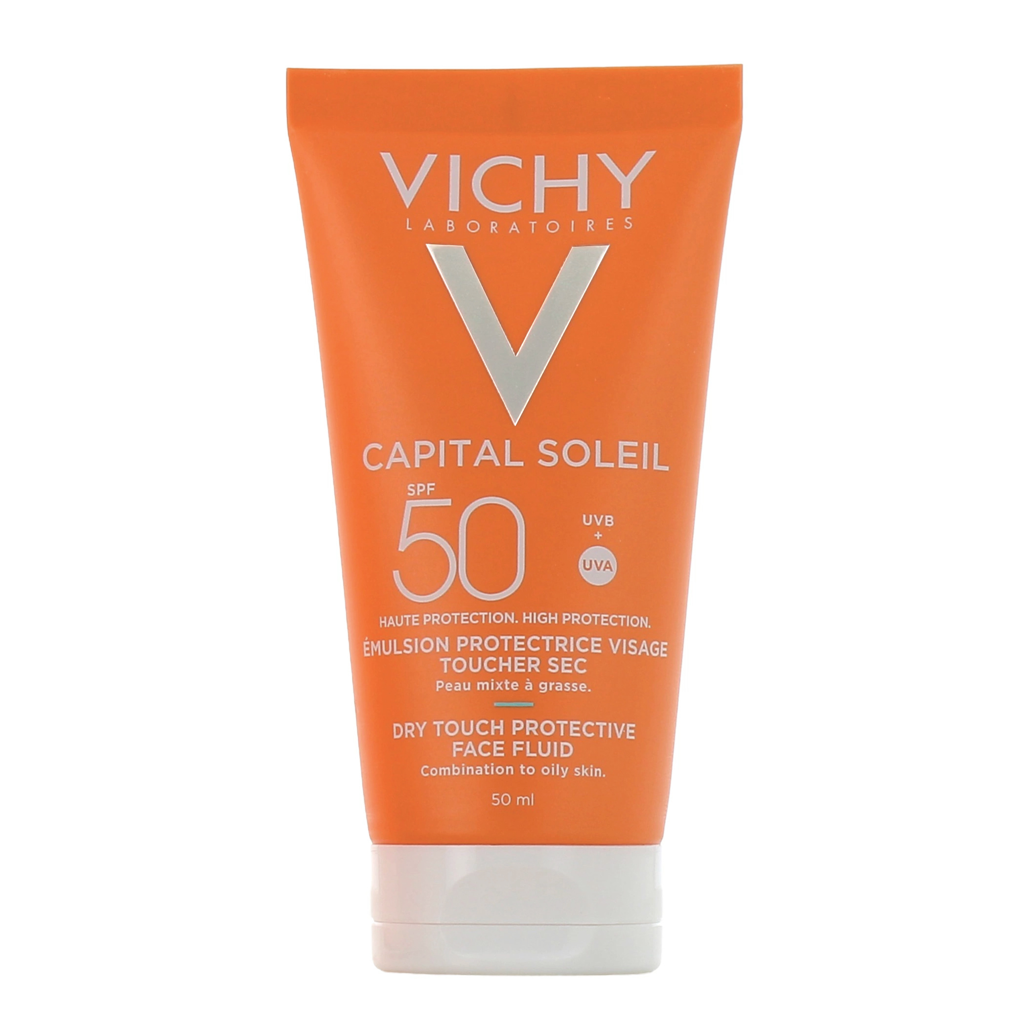 کرم ضد آفتاب بدون رنگ ویشی SPF 50 مدل Dry Touch مناسب پوستهای چرب و مختلط حجم 50 میلیلیتر کرم ضد آفتاب بدون رنگ ویشی SPF 50 مدل Dry Touch مناسب پوستهای چرب و مختلط حجم 50 میلیلیتر