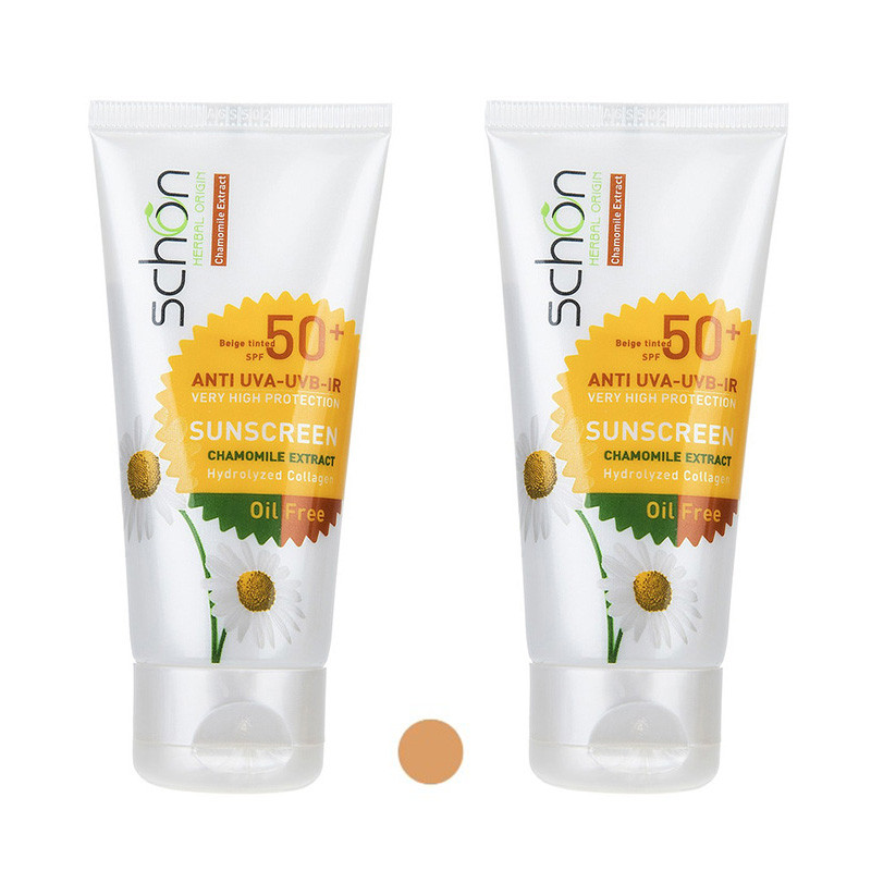 کرم ضد آفتاب رنگی شون SPF 50 مدل DZDY مناسب پوست های چرب حجم 50 میلی لیتر مجموعه 2 عددی