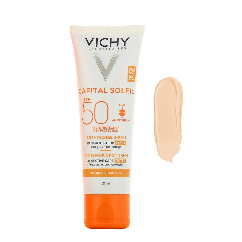 کرم ضد آفتاب رنگی ویشی SPF 50 مدل Anti Taches 3in1 مناسب انواع پوست حجم 50 میلیلیتر کرم ضد آفتاب رنگی ویشی SPF 50 مدل Anti Taches 3in1 مناسب انواع پوست حجم 50 میلیلیتر