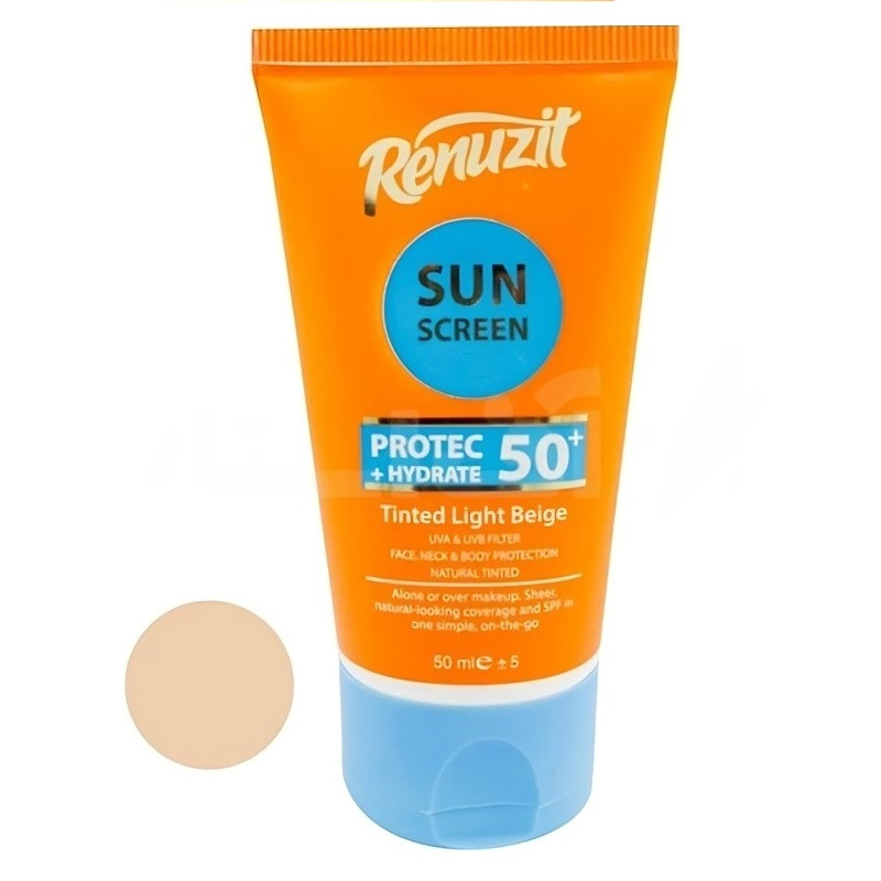 کرم ضد آفتاب رنگی رینوزیت SPF 50 مدل 01 محافظ UVA ،UVB و PA+++، ضد حساسیت، ضد چروک و ضد پیری، مناسب انواع پوست حجم 50 میلی لیتر
