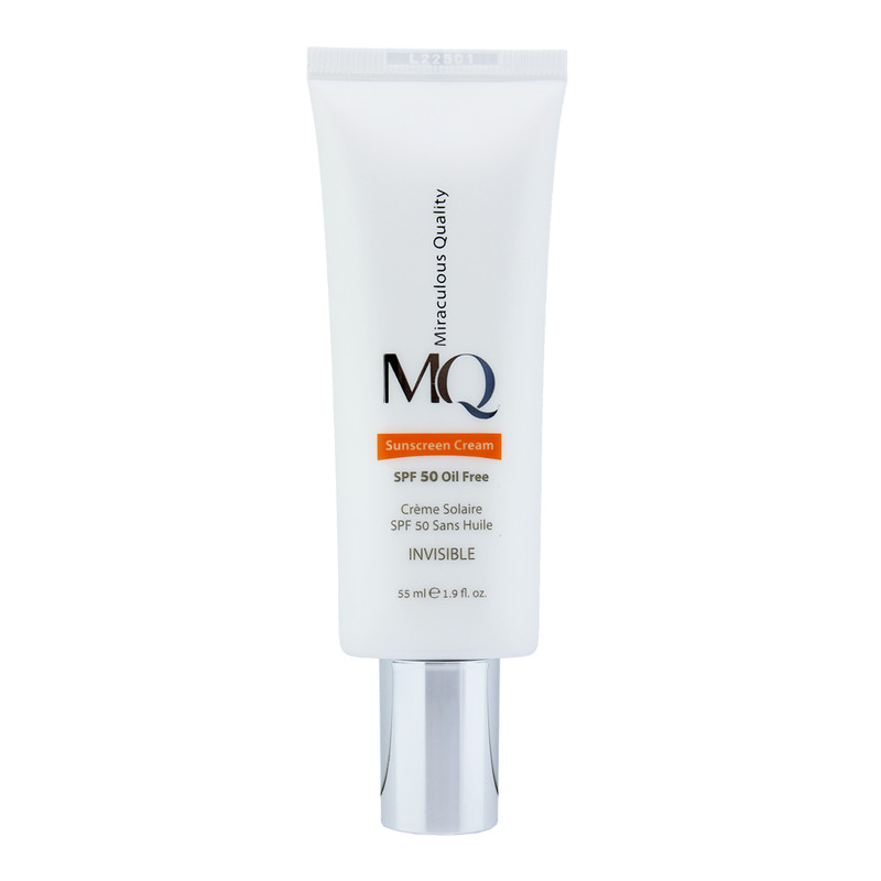 کرم ضدآفتاب بیرنگ ام کیو SPF50 مدل INVISIBLE، مناسب پوستهای چرب، حجم 55 میلیلیتر