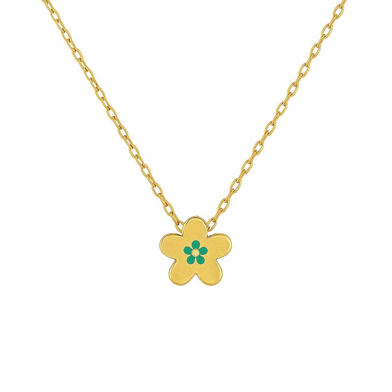 گردنبند طلا 18 عیار زنانه دیانا مدل گل دو رنگ