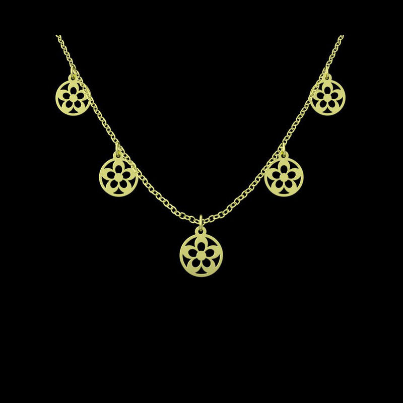 گردنبند طلا 18 عیار زنانه مدوپد مدل گل کد RNA11028