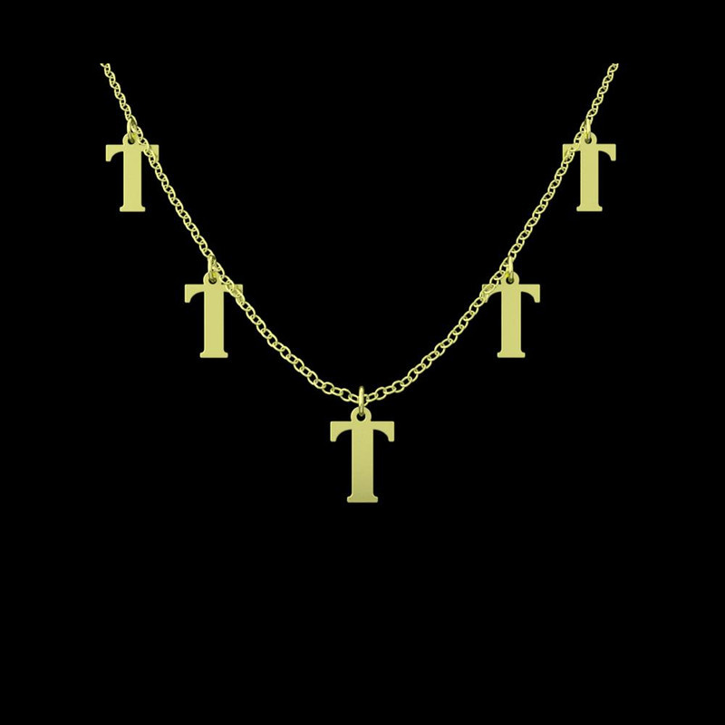 گردنبند طلا 18 عیار زنانه مدوپد مدل حرف T کد RNA17166
