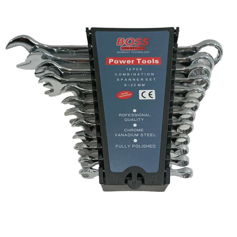 آچار یکسر تخت و یکسر رینگی باس مدل 6-22mm مجموعه 12 عددی