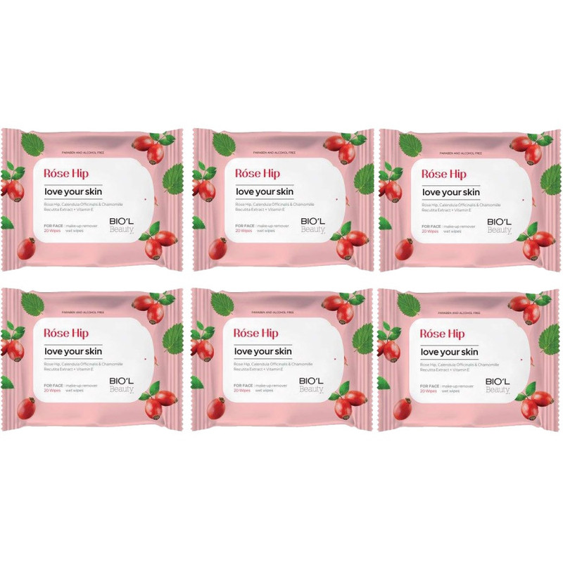 دستمال مرطوب بیول مدل Rose Hip  مجموعه 6 عددی