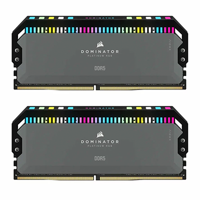 رم کامپیوتر DDR5 دو کاناله 6000 مگاهرتز CL36 کورسیر مدل Dominator Platinum RGB AMD EXPO ظرفیت 32 گیگابایت