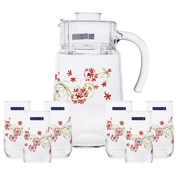 ست پارچ و لیوان 7 پارچه لومینارک مدل Bahamas Pink Glory کد J1432