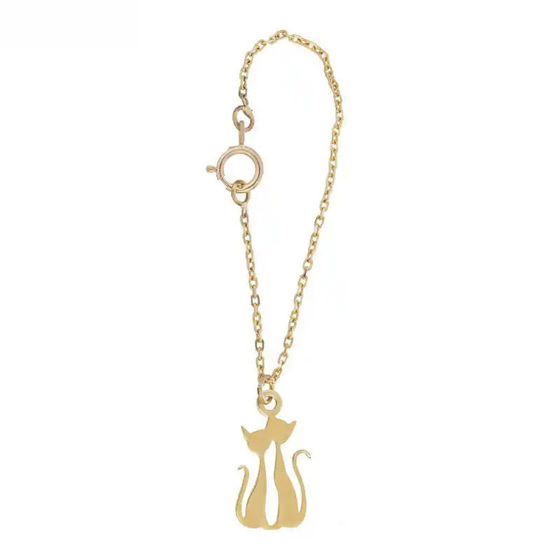 آویز ساعت طلا 18 عیار زنانه گالری قو طلایی مدل دو گربه ملوس