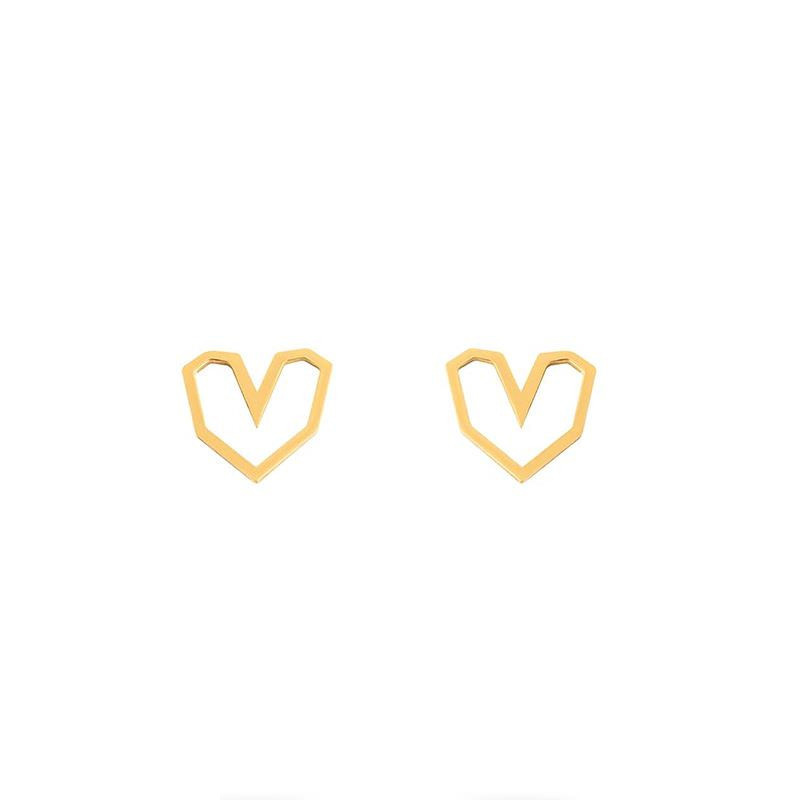 گوشواره میخی طلا 18 عیار زنانه گالری قو طلایی مدل قلب جذاب