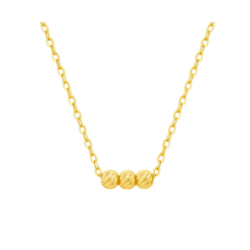 گردنبند طلا 18 عیار زنانه با زنجیر حلقهای (فلامینگو) گالری قو طلایی مدل سه گوی البرنادو گردنبند طلا 18 عیار زنانه با زنجیر حلقهای (فلامینگو) گالری قو طلایی مدل سه گوی البرنادو