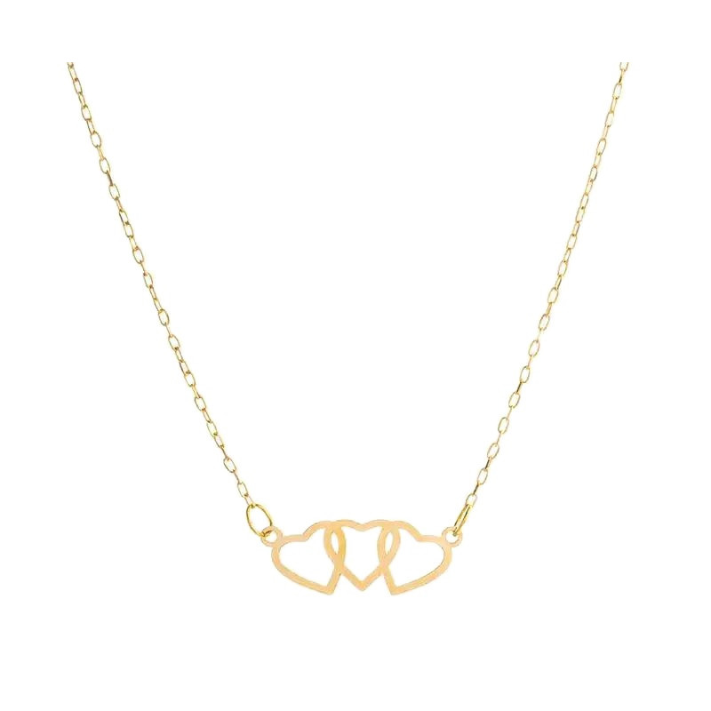 گردنبند طلا با طرح حلقهای (فلامینگو) 18 عیار زنانه گالری قو طلایی مدل سه قلب کج