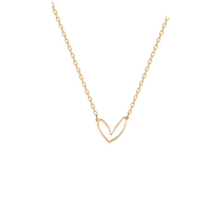 گردنبند طلا با طرح فلامینگو (حلقهای) 18 عیار زنانه گالری قو طلایی مدل قلب فرماتیک