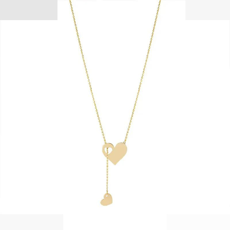 گردنبند طلا با طرح فلامینگو حلقهای 18 عیار زنانه گالری قو طلایی مدل قلب کراواتی