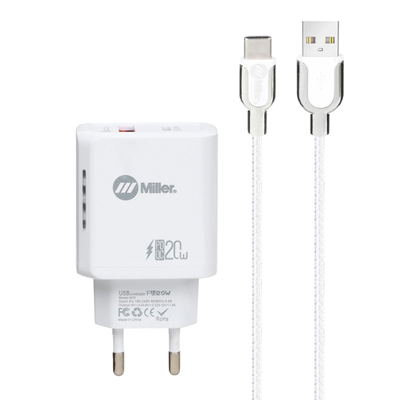 شارژر دیواری میلر مدل M-72 توان 38 وات همراه با کابل تایپ سی