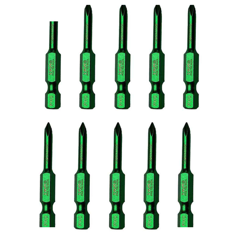 سری پیچ گوشتی چهارسو تام مدل بیت خور کد AJ-PH0*50MM سایز  50 میلی متر مجموعه 10 عددی