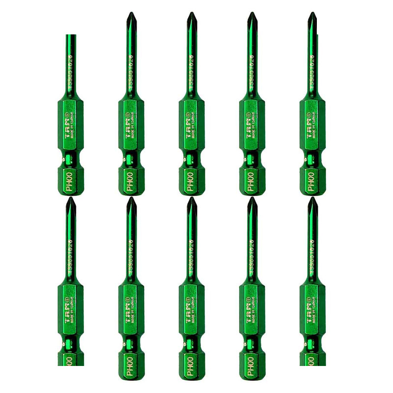سری پیچ گوشتی چهارسو تام مدل بیت خور کد AJ-PH00*50MM سایز  50 میلی متر مجموعه 10 عددی