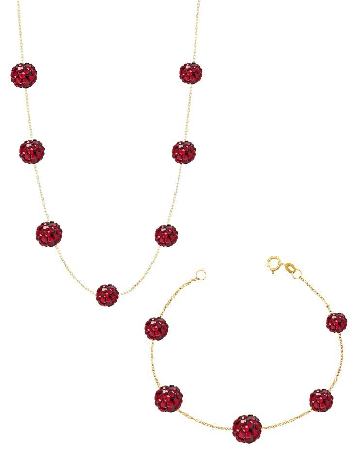 نیم ست طلا 18عیار اپال گلد مدل سواروسکی قرمز