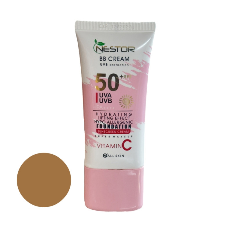 کرم ضد آفتاب رنگی نستور SPF 50 شماره 4 مدل ویتامین c حجم 50 میلیلیتر