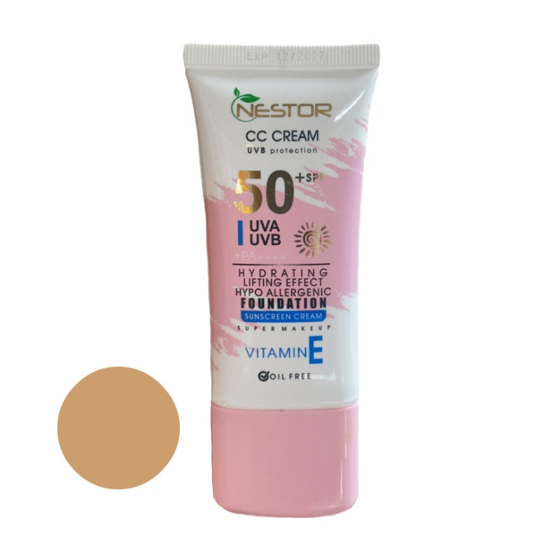 کرم ضد آفتاب رنگی نستور SPF 50 شماره 2 مدل ویتامین c حجم 50 میلیلیتر