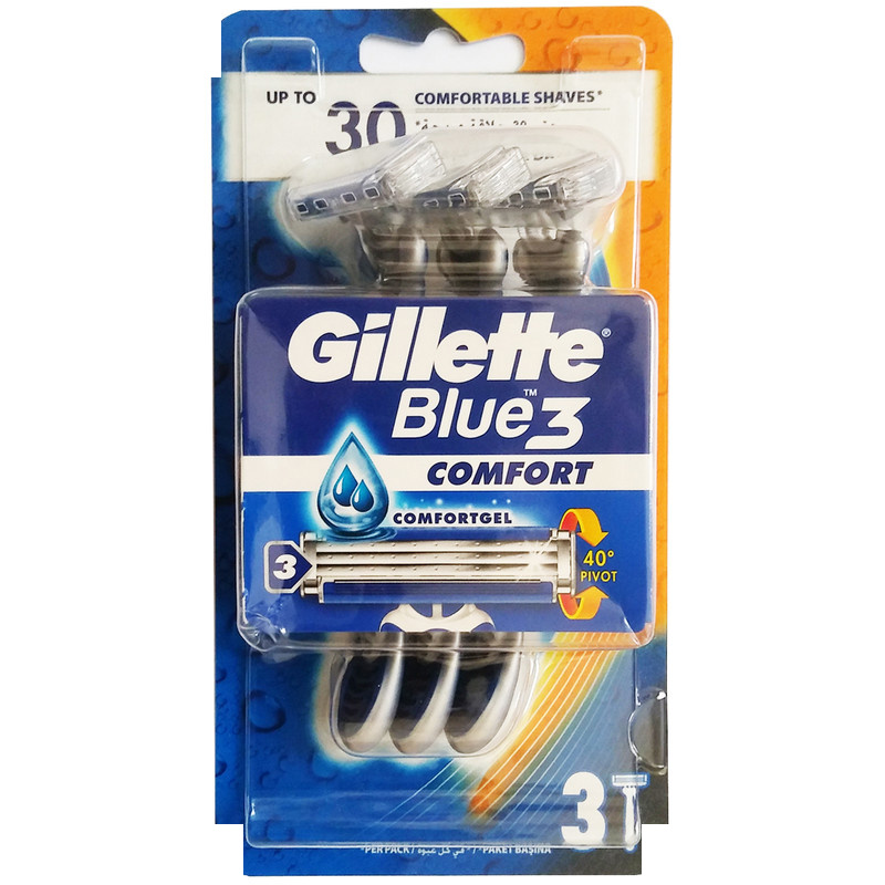 خود تراش ژیلت مدل Blue3 Comfort بسته 3 عددی خود تراش ژیلت مدل Blue3 Comfort بسته 3 عددی