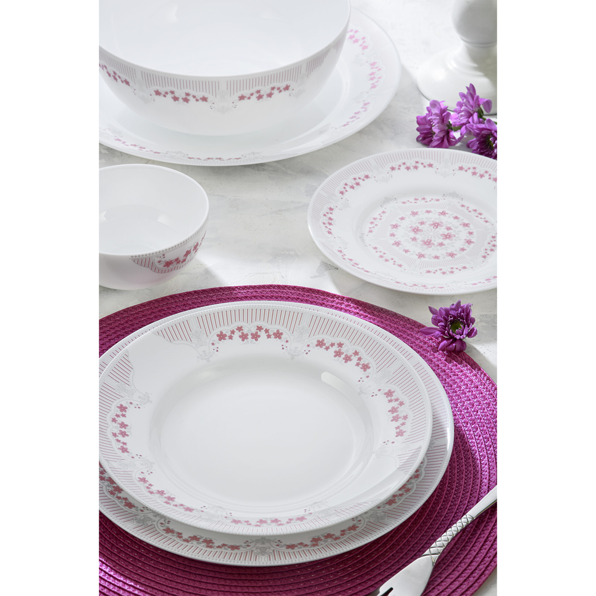 سرویس غذاخوری آرکوپال ۶ نفره ۲۶ پارچه گلدن اپال قالب بن (Bone) طرح آنیتا صورتی سرویس غذاخوری آرکوپال ۶ نفره ۲۶ پارچه گلدن اپال قالب بن (Diwali) طرح آنیتا صورتی-small-image