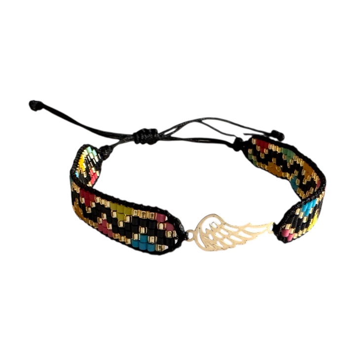 دستبند طلا 18 عیار میوکی با پلاک طلا طرح پر مدل BSG13