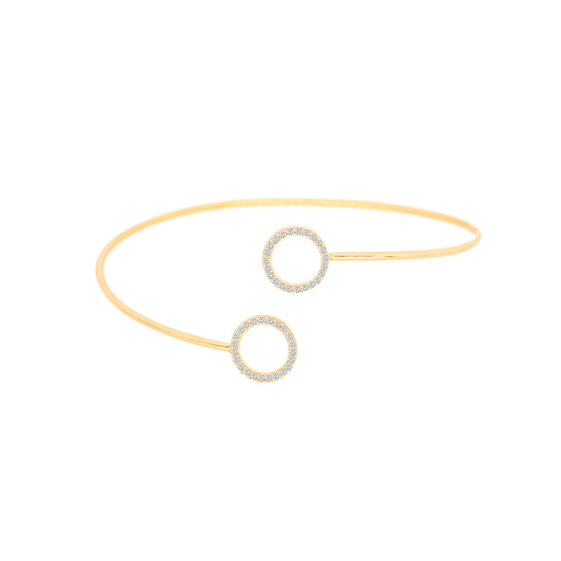 بنگل طلا 18 عیار زنانه ماوی گالری مدل دایره نگینی