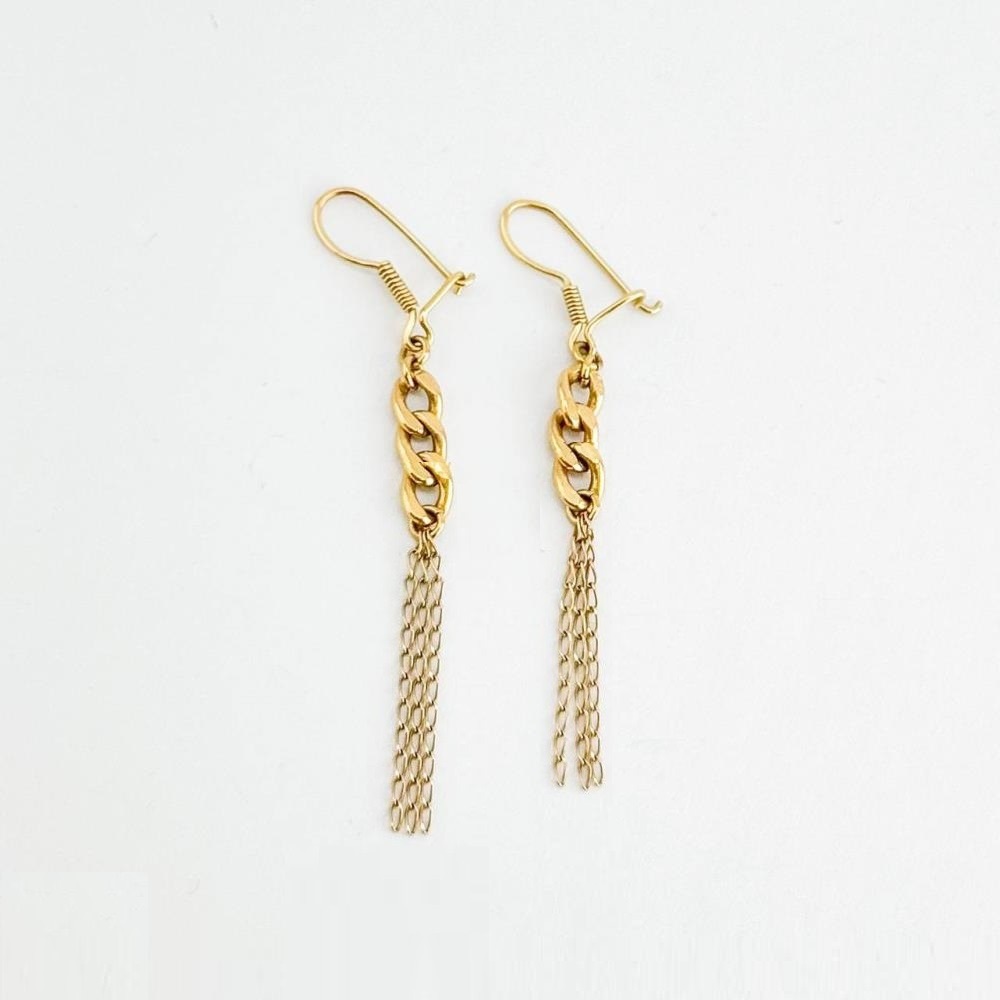 گوشواره طلا 18 عیار زنانه کارتیر آویز دار طول 5.5 سانت کد 551