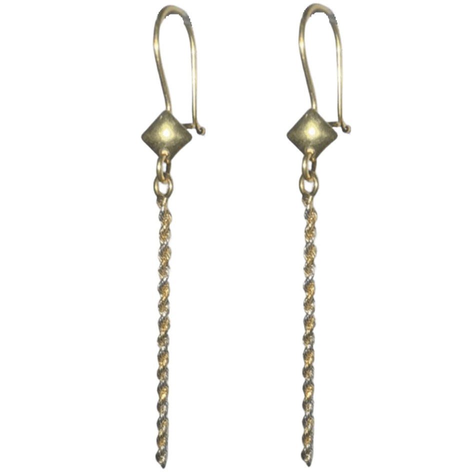 گوشواره طلا 18 عیار زنانه طنابی 2 رنگ طول 6 سانتی متر کد 516