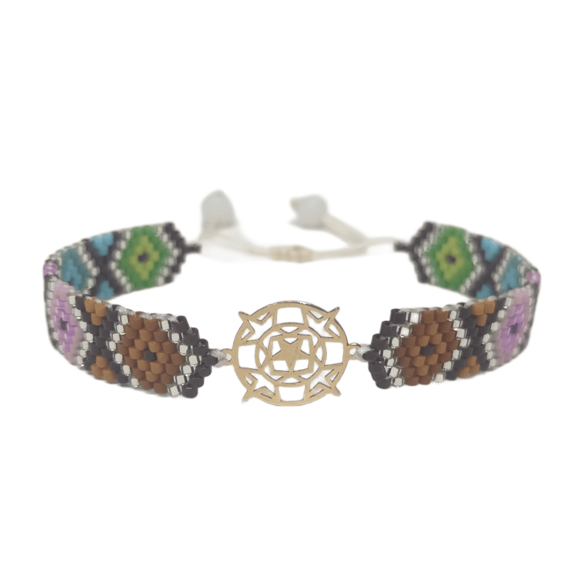 دستبند طلا 18 عیار زنانه دستساز نقش پنج ستاره کد 161 پلاک