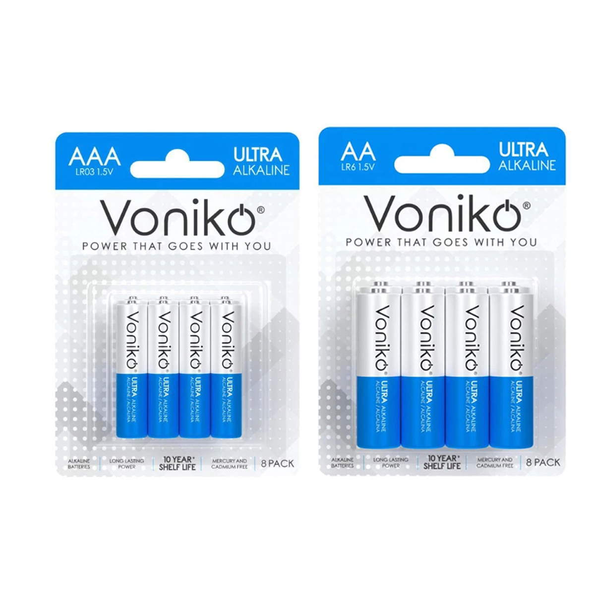 باتری نیم قلمی ونیکو مدل LR03 بسته 8 عددی به همراه باتری قلمی ونیکو مدل LR6 بسته 8 عددی
