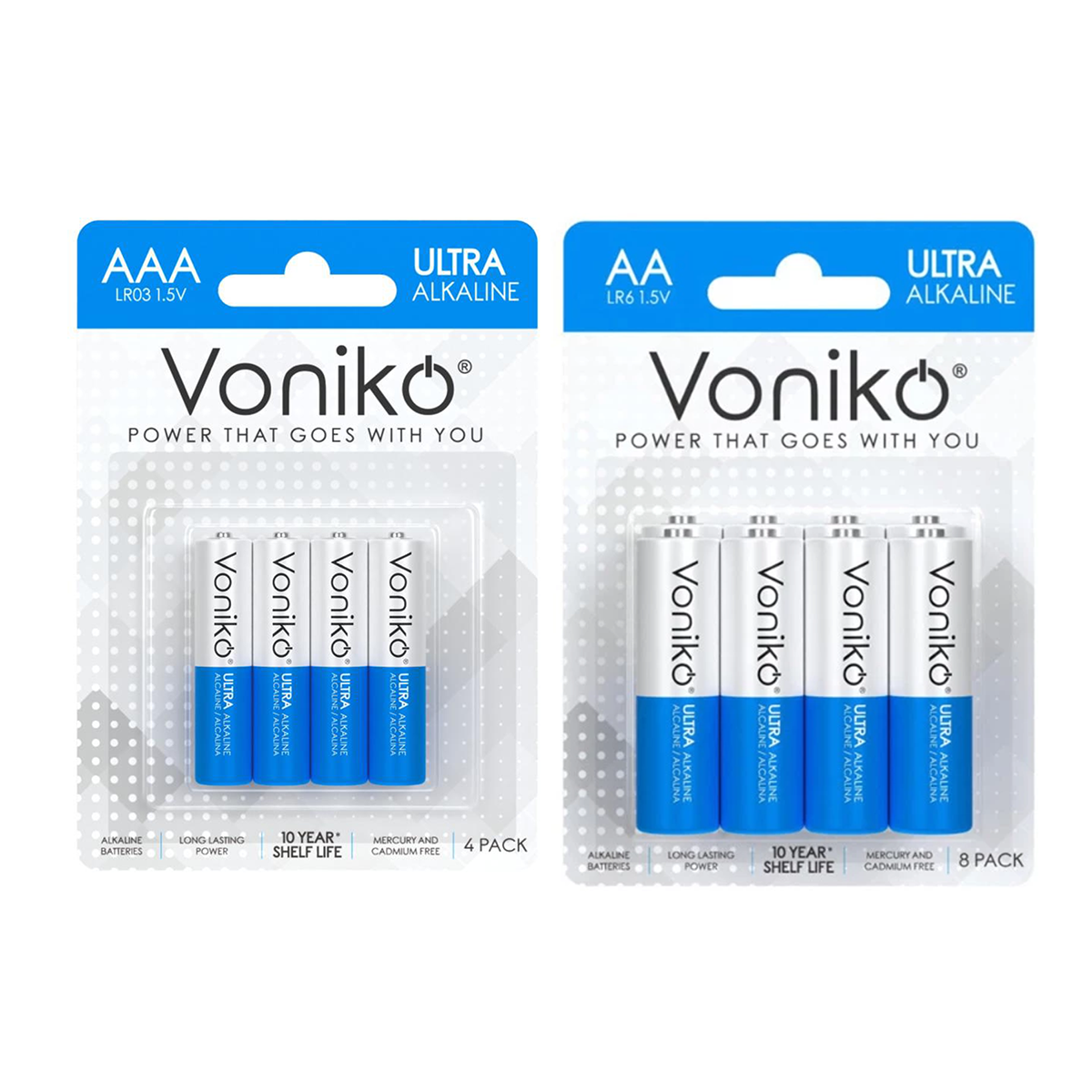 باتری نیم قلمی ونیکو مدل LR03 بسته 4 عددی به همراه باتری قلمی ونیکو مدل LR6 بسته 8 عددی