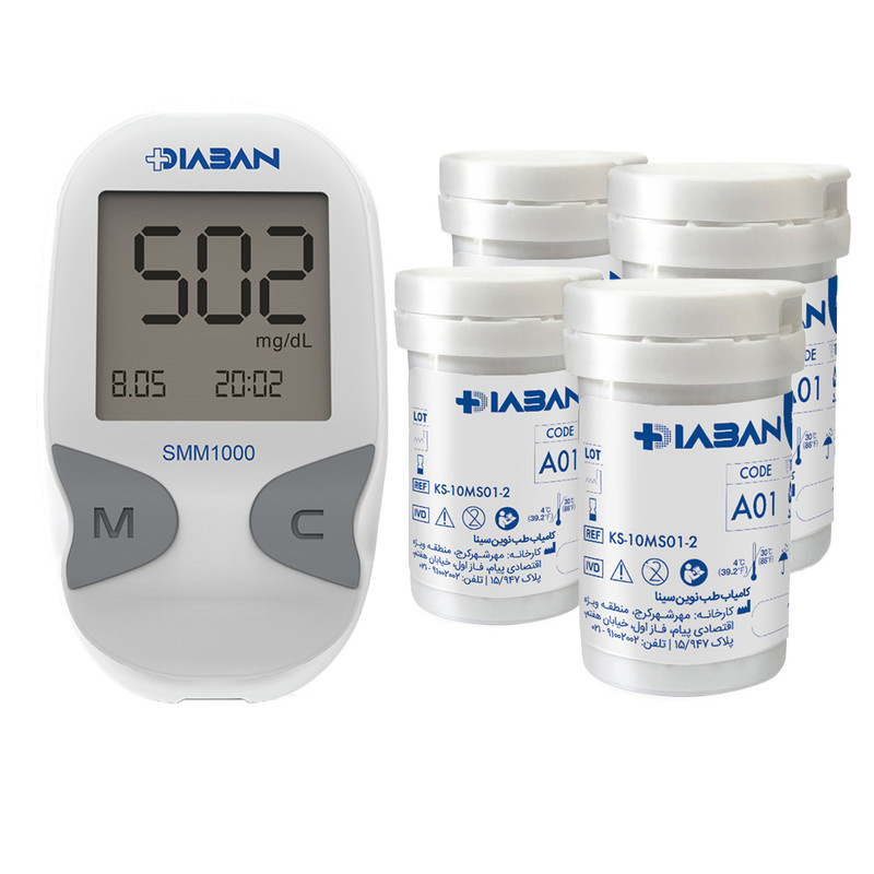 دستگاه تست قند خون دیابان مدل SMM1000 به همراه نوار تست قندخون چهار بسته 50 عددی دستگاه تست قند خون دیابان مدل SMM1000 به همراه نوار تست قندخون چهار بسته 50 عددی